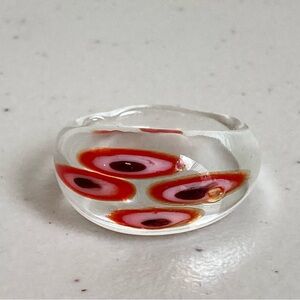 Ring Inspired by Kandinsky Paintings Clear Glass Size 8 NWT